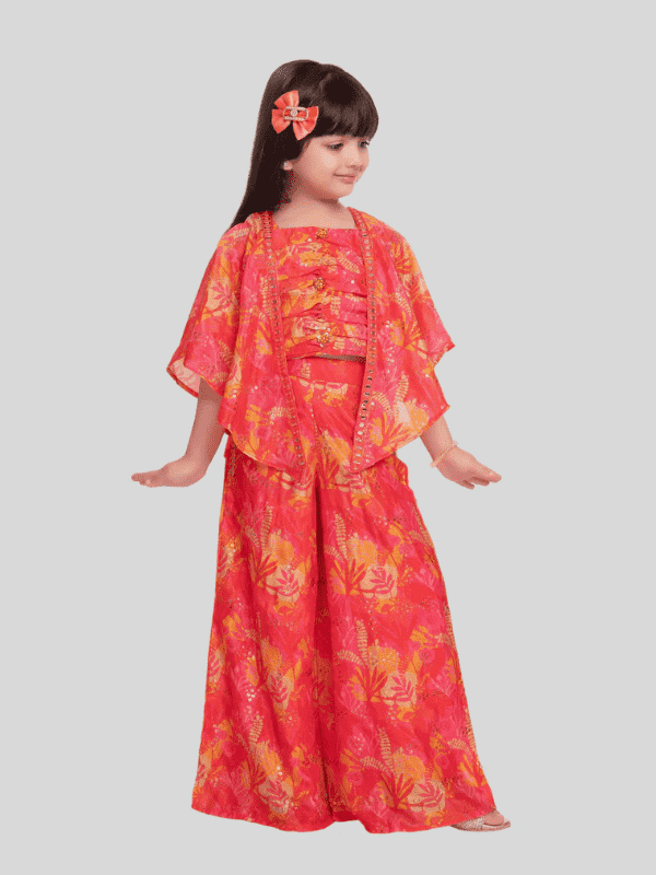 Girls Traditional Sleeves Less Plazo Set - Rani