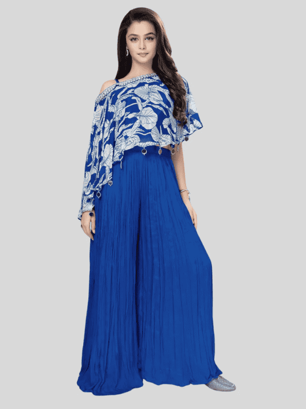 Girls Traditional 3/4th Sleeves Plazo Set - Blue