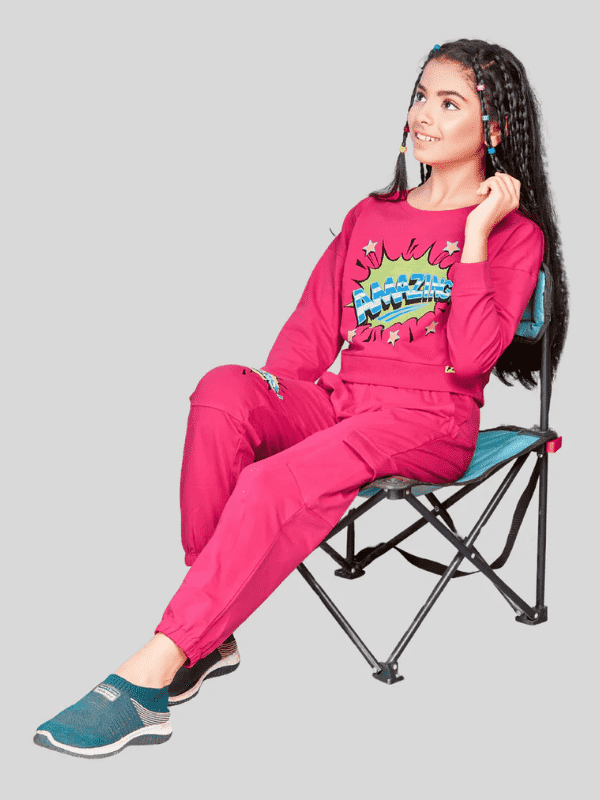 Girls Casual Printed Full Sleeves Track Pant Set - Rani