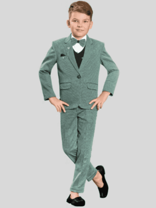 Boys Party 5 Piece Suit With Bow-Green