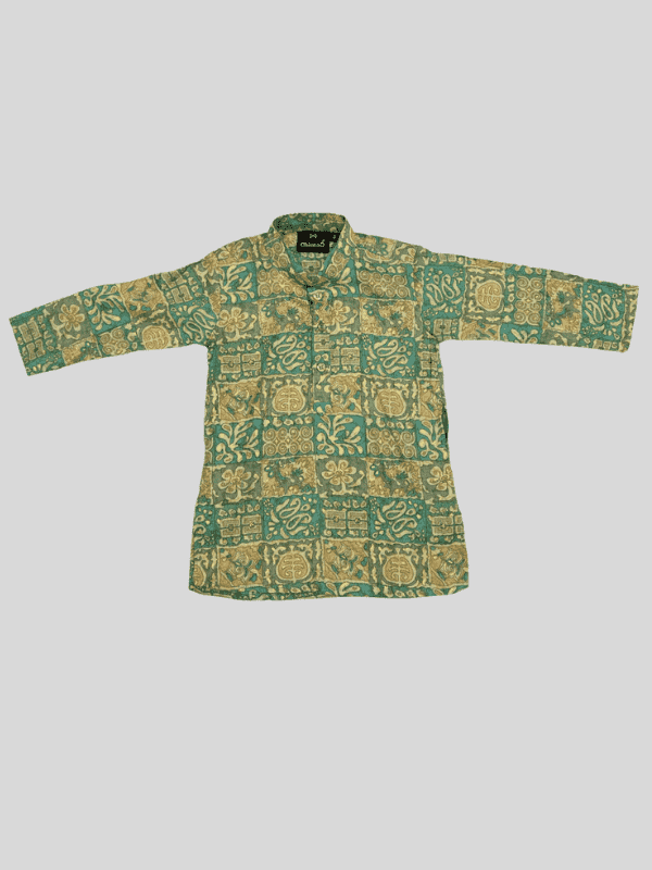 Boys Traditional Printed Chudidar Kurta Set - Green
