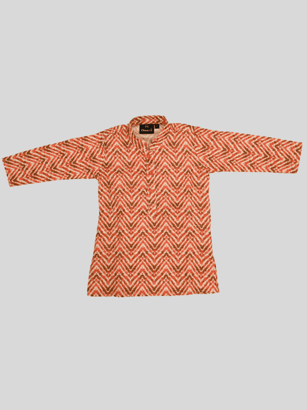 Boys Traditional Printed Chudidar Kurta Set - Red