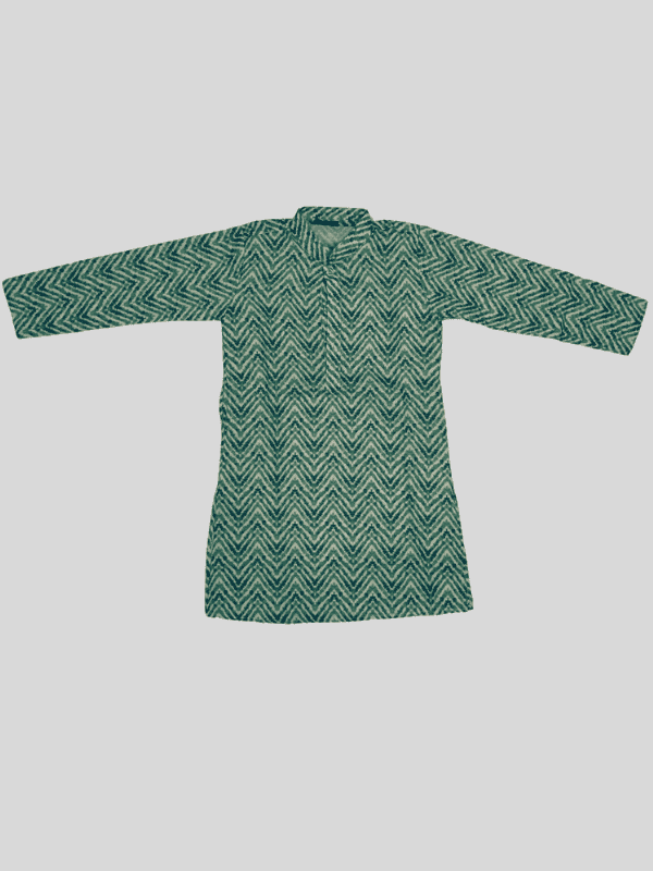 Boys Traditional Printed Chudidar Kurta Set - D.Green