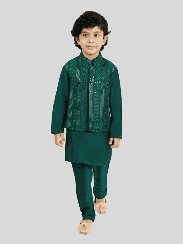 Boys Traditional With Work Chudidar Kurta with Koti - RAMA