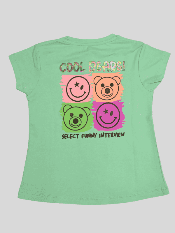 Girls Leisure Half Sleeves Printed Regular Top - Green