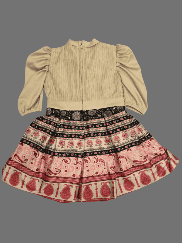 Girls Casual Printed Fancy Frocks - Fawn