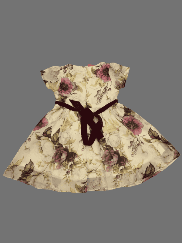 Girls Casual Printed Cotton Frocks - Maroon