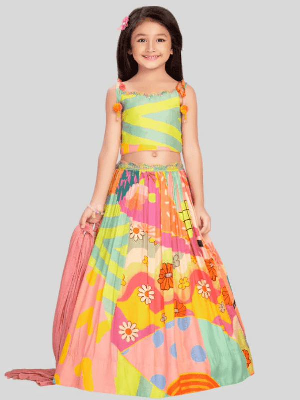 Girls Traditional Sleeves Less Long Choli - Green