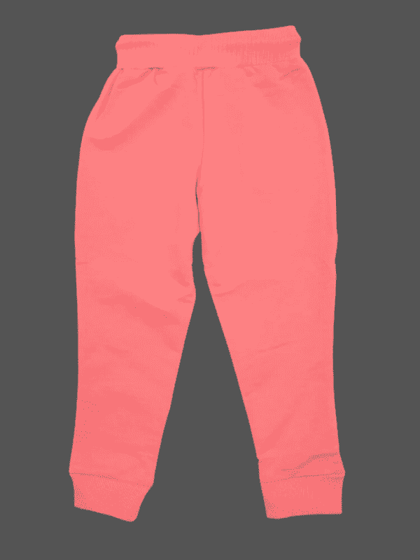 Girls Leisure Plain Rib Waist Track Pant With Rib - Pink