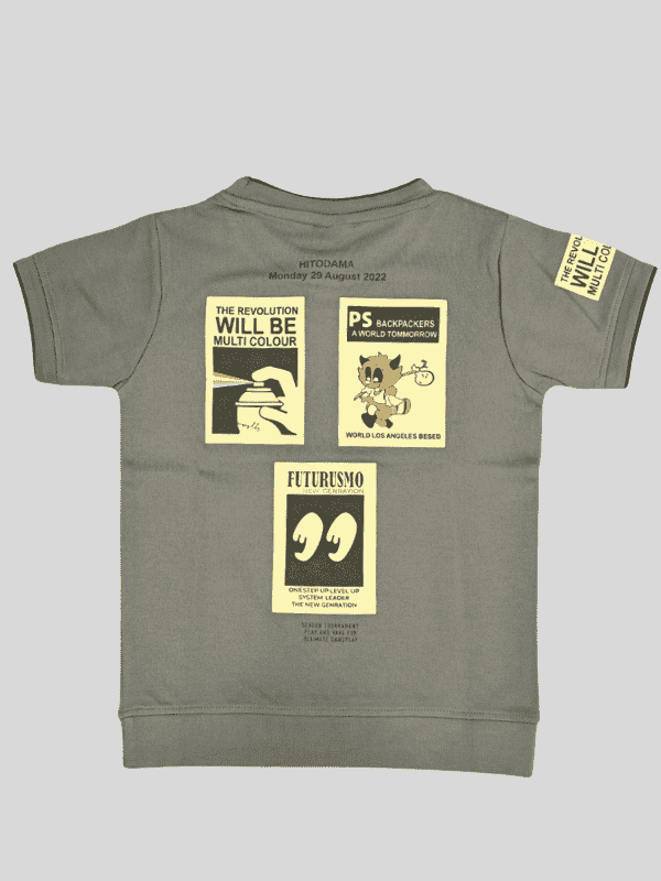 Boys Casual Half Sleeves Printed Round Neck T-Shirt - Grey