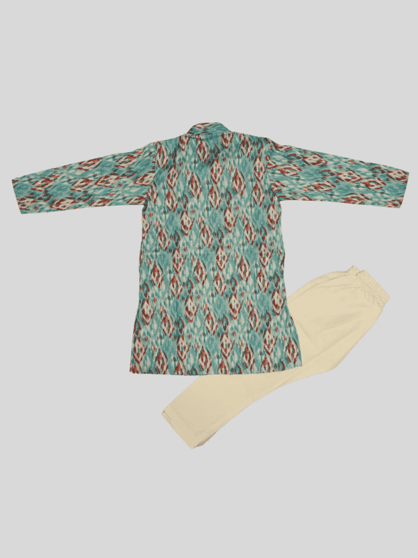 Boys Traditional Printed Chudidar Kurta Set - Blue