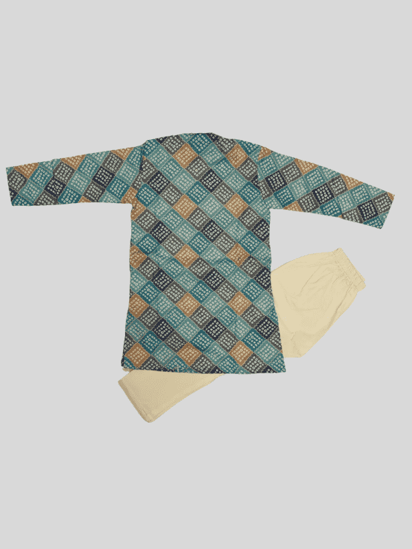 Boys Traditional Printed Chudidar Kurta Set - Blue