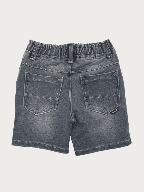 Boys Casual Plain Jeans Shorts Full Elastic - Blue