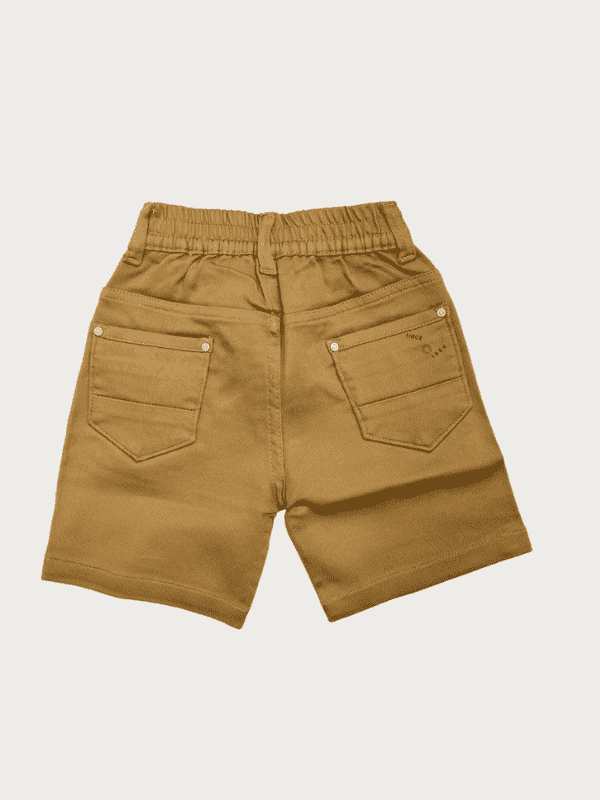 Boys Leisure Plain Elastic Waist Shorts Full Elastic - Brown