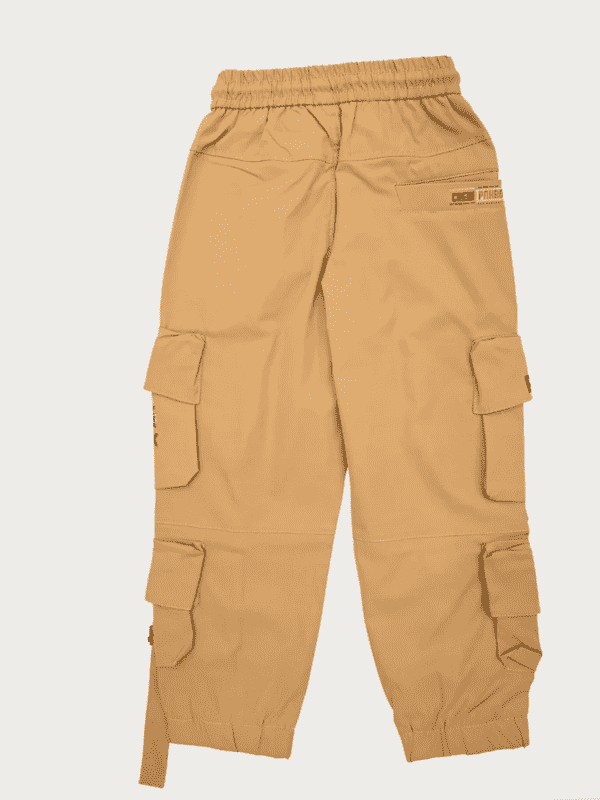 Boys Casual Plain Cotton Joggers With Rib - Brown
