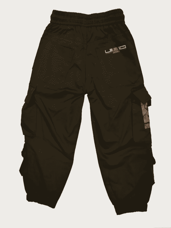 Boys Casual Printed Cotton Joggers With Rib - Black