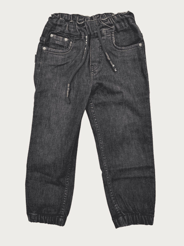 Boys Casual Plain Jeans Joggers With Rib - D.Blue