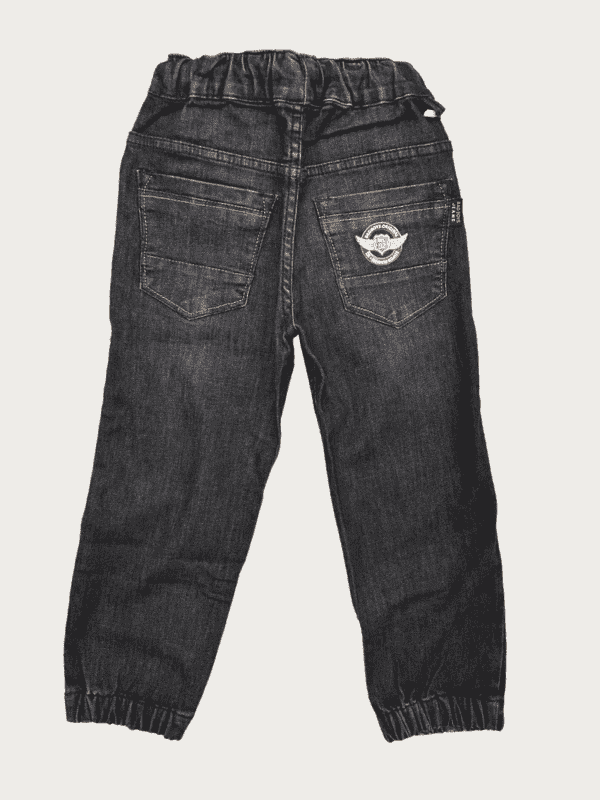 Boys Casual Plain Jeans Joggers With Rib - D.Blue