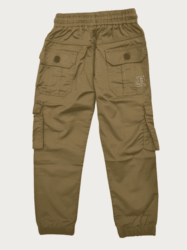 Boys Casual Plain Cotton Joggers With Rib - Green