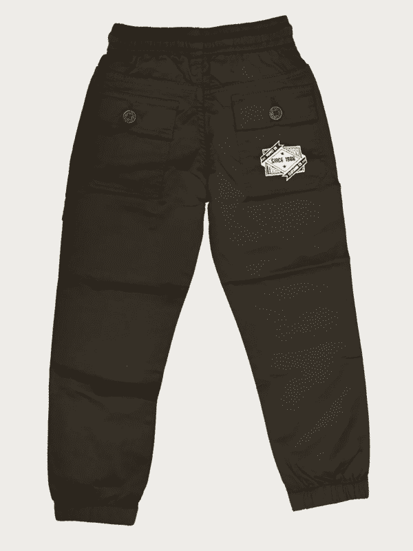 Boys Casual Plain Cotton Joggers With Rib - Black