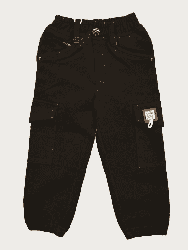 Boys Casual With Rib Jeans Joggers Full Elastic - Black