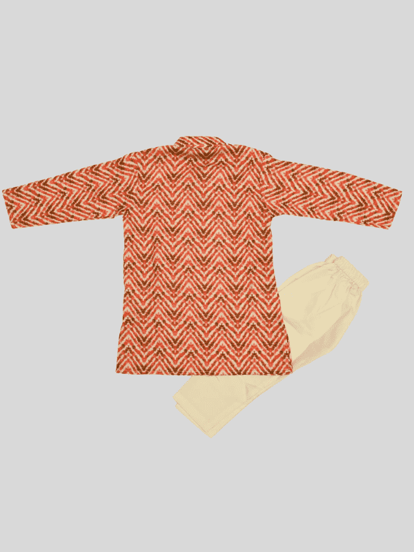 Boys Traditional Printed Chudidar Kurta Set - Red