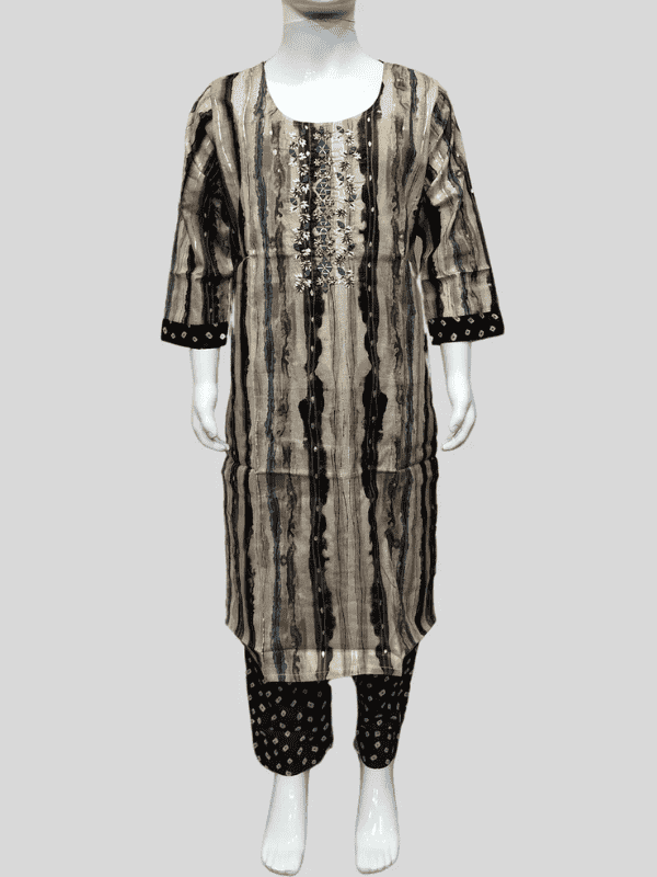 Girls Traditional 3/4th Sleeves Plazo Set - Black