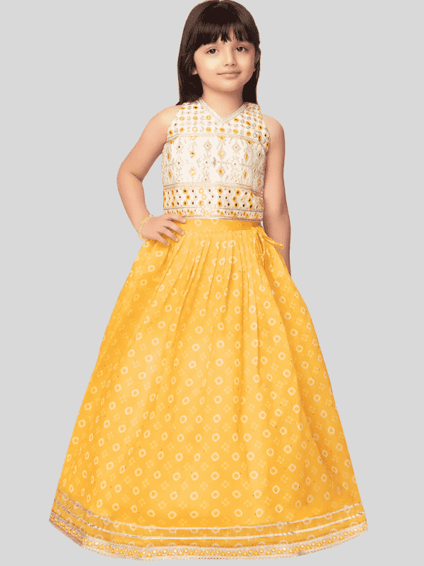 Girls Traditional Sleeves Less Long Choli - L.Yellow