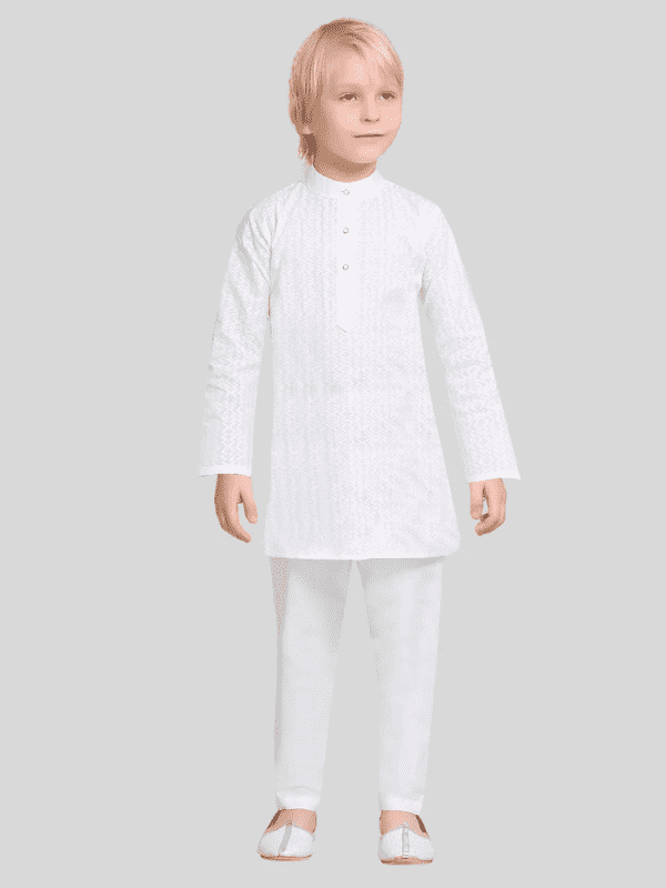 Boys Traditional Chudidar Kurta Set - White