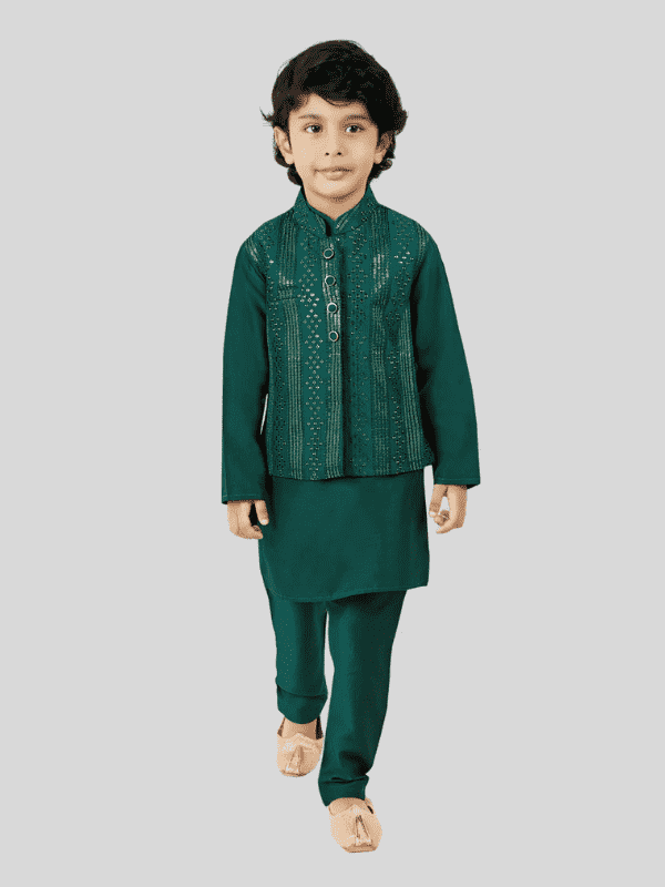 Boys Traditional With Work Chudidar Kurta with Koti - RAMA