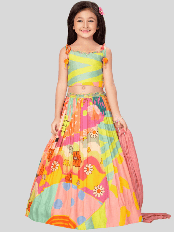 Girls Traditional Sleeves Less Long Choli - Green