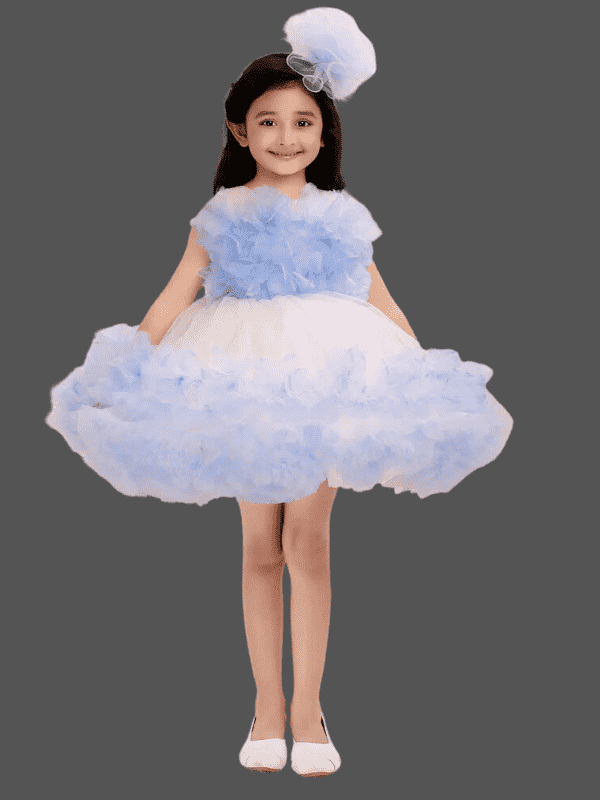 Girls Party Heavy Western Gown With Work - Blue