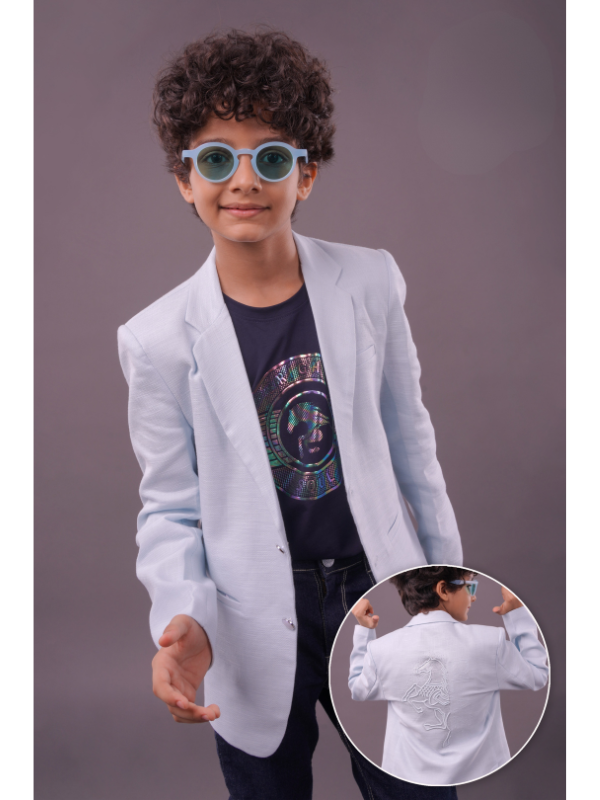 Boys Party Blazer With T-Shirt -Sky Blue.