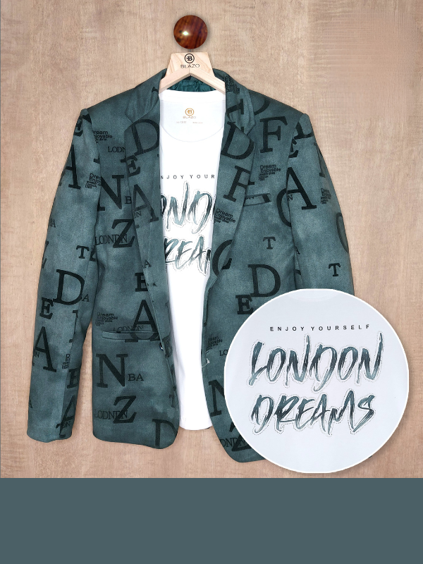 Boys Party Blazer With T-Shirt -Green