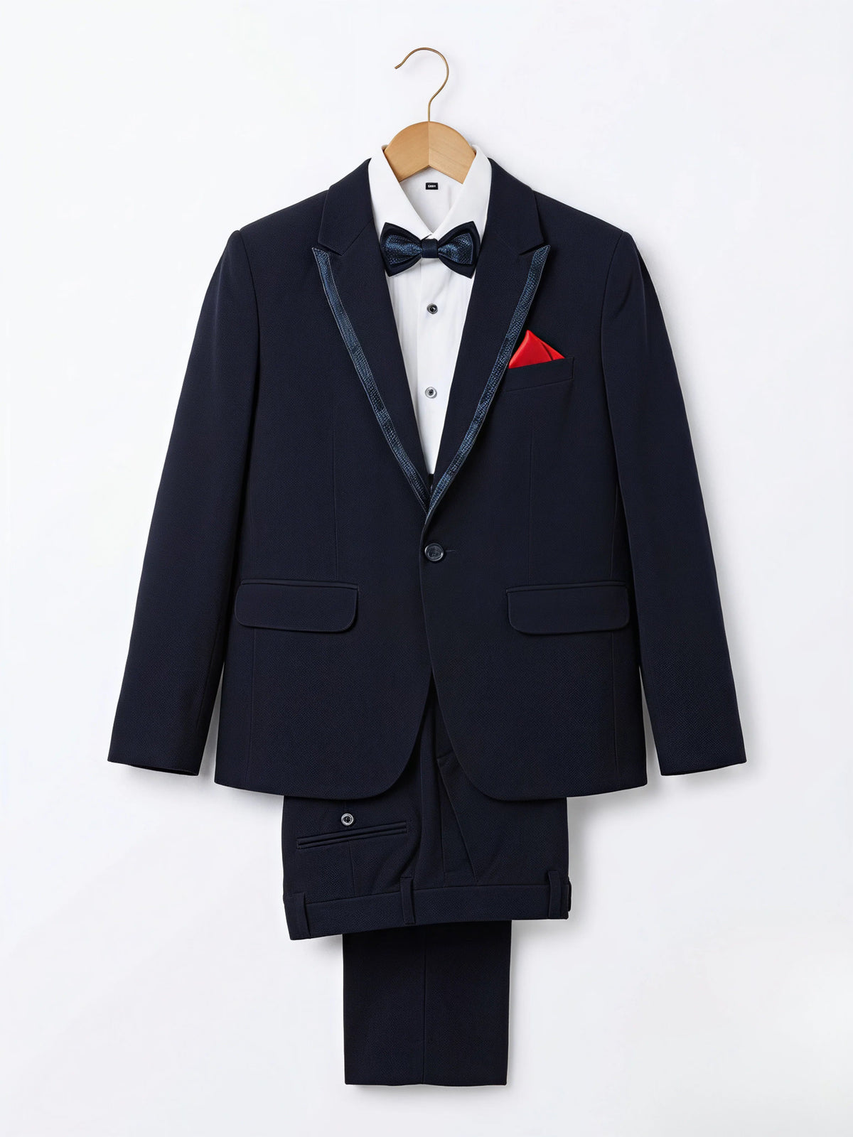 Boys Navy Blue Designer Coat Suit.