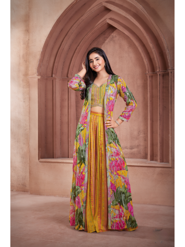 Girls Traditional Full Sleeves Long Choli - Yellow