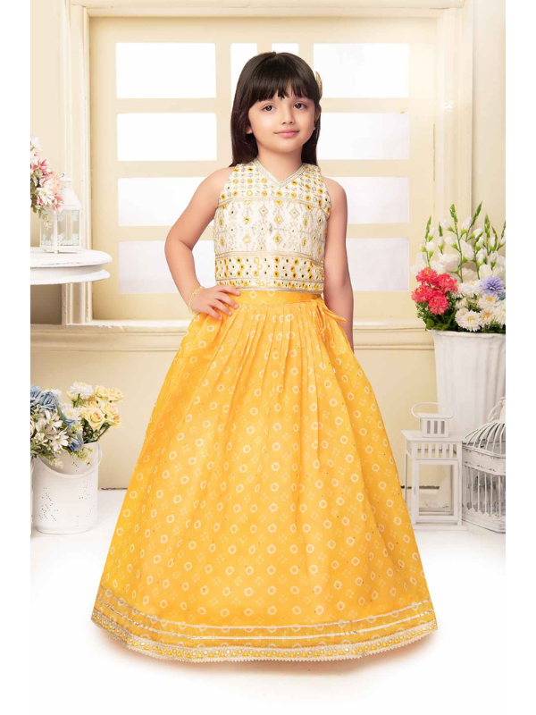 Girls Traditional Sleeves Less Long Choli - L.Yellow