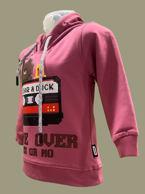 Kids’ Pink Hoodie – Bear & Duck
