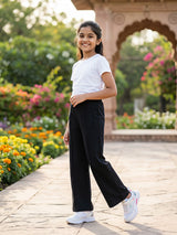 Girls' Stylish High-Waist Black Jeggings.