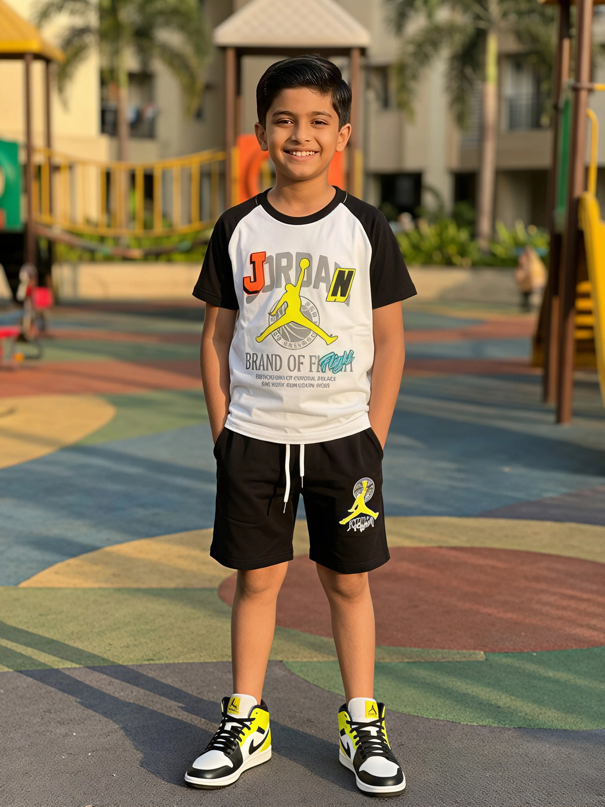 Boys Black Jordan Inspired Basketball Coordinate Set.