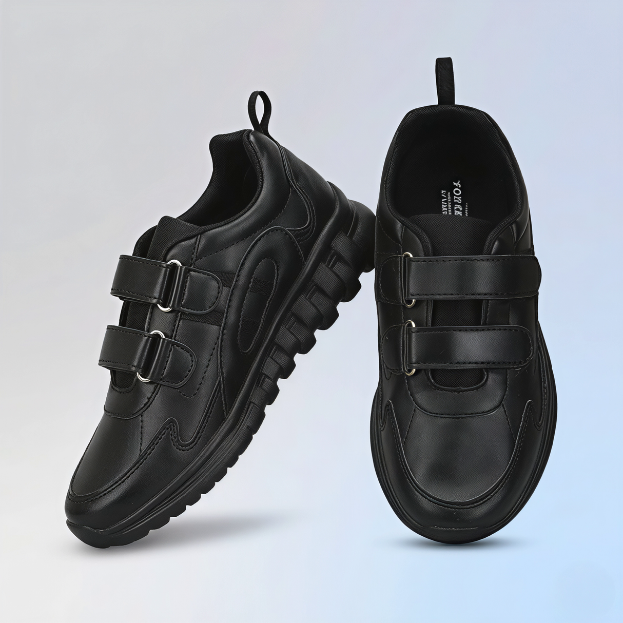 Liberty Force 10 Unisex Black Velcro School Shoes.