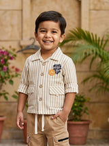 Boys Brown Striped Safari Coordinate Set