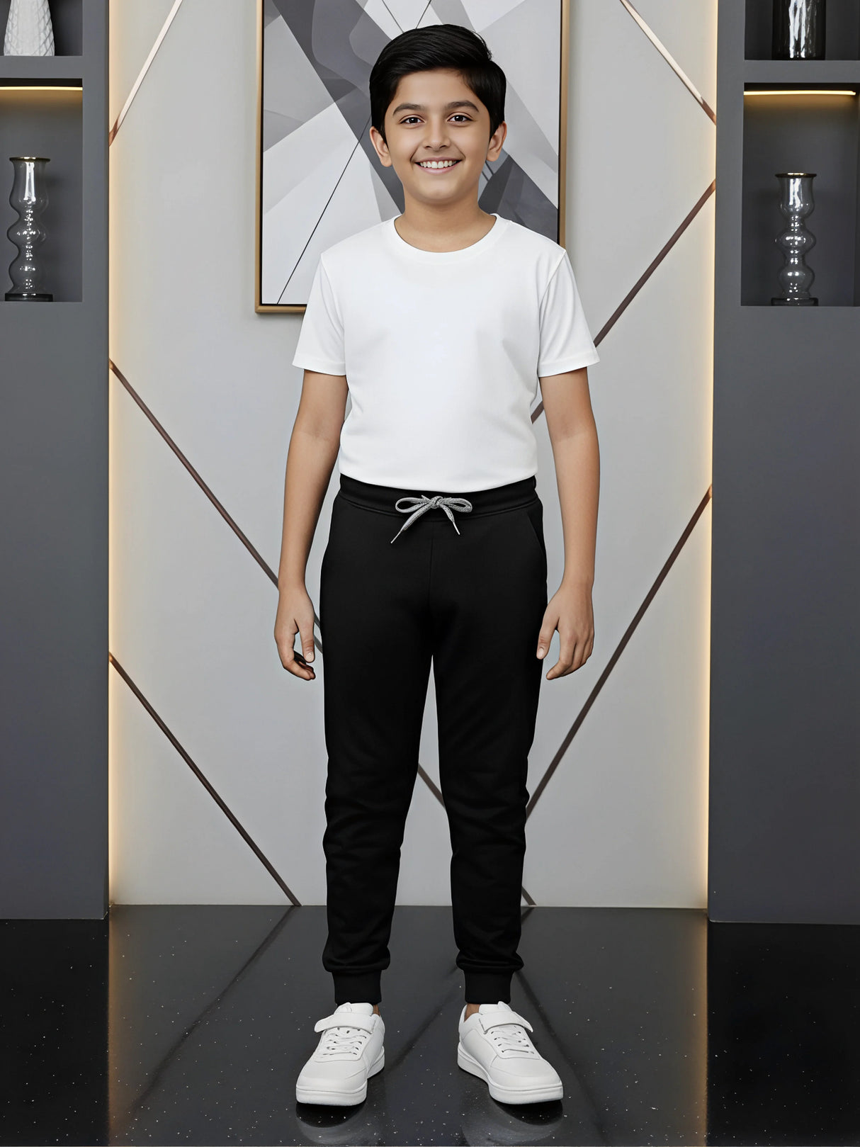 Boys' Premium Cotton Blend Black Joggers