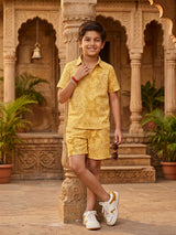 Boys Yellow Sun-Print Cotton Coordinate Set.