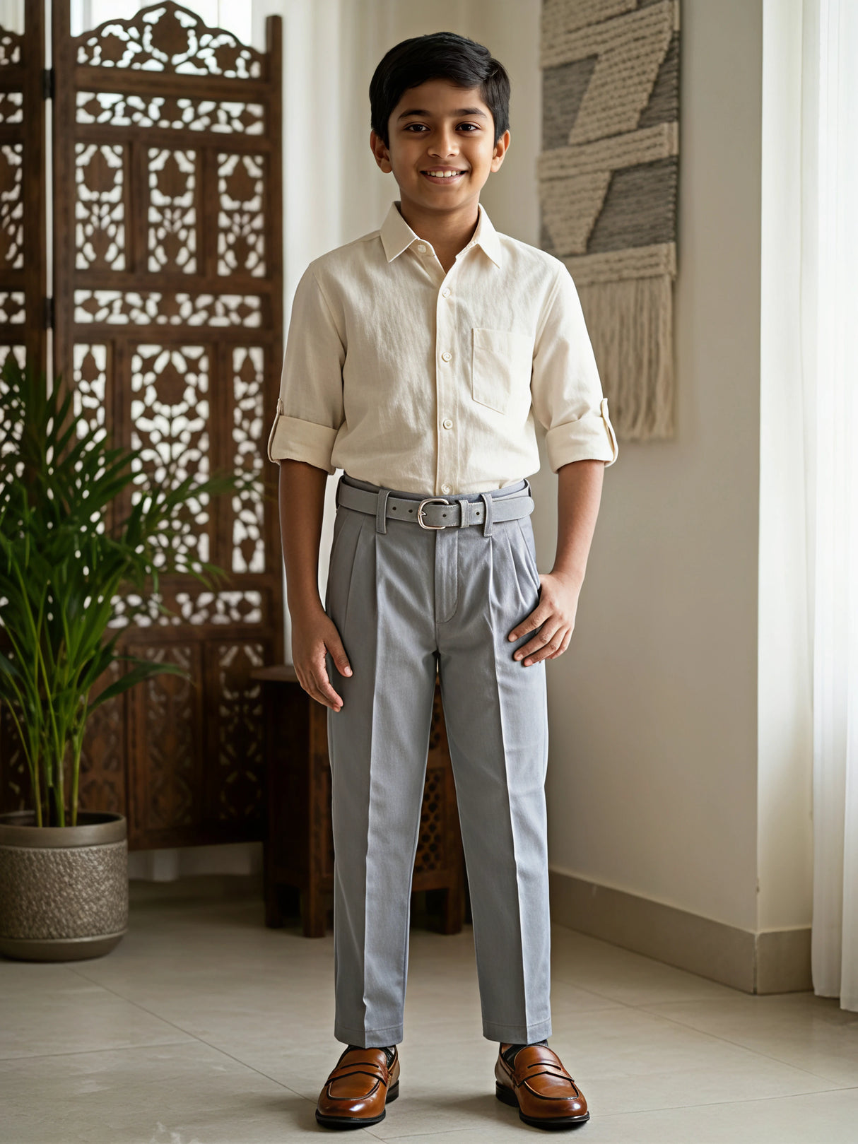 Boys' Premium Dark Gray Comfort Fit Pants