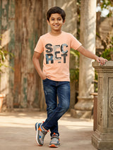 Boys Peach "SECRET" Camo Graphic T-Shirt