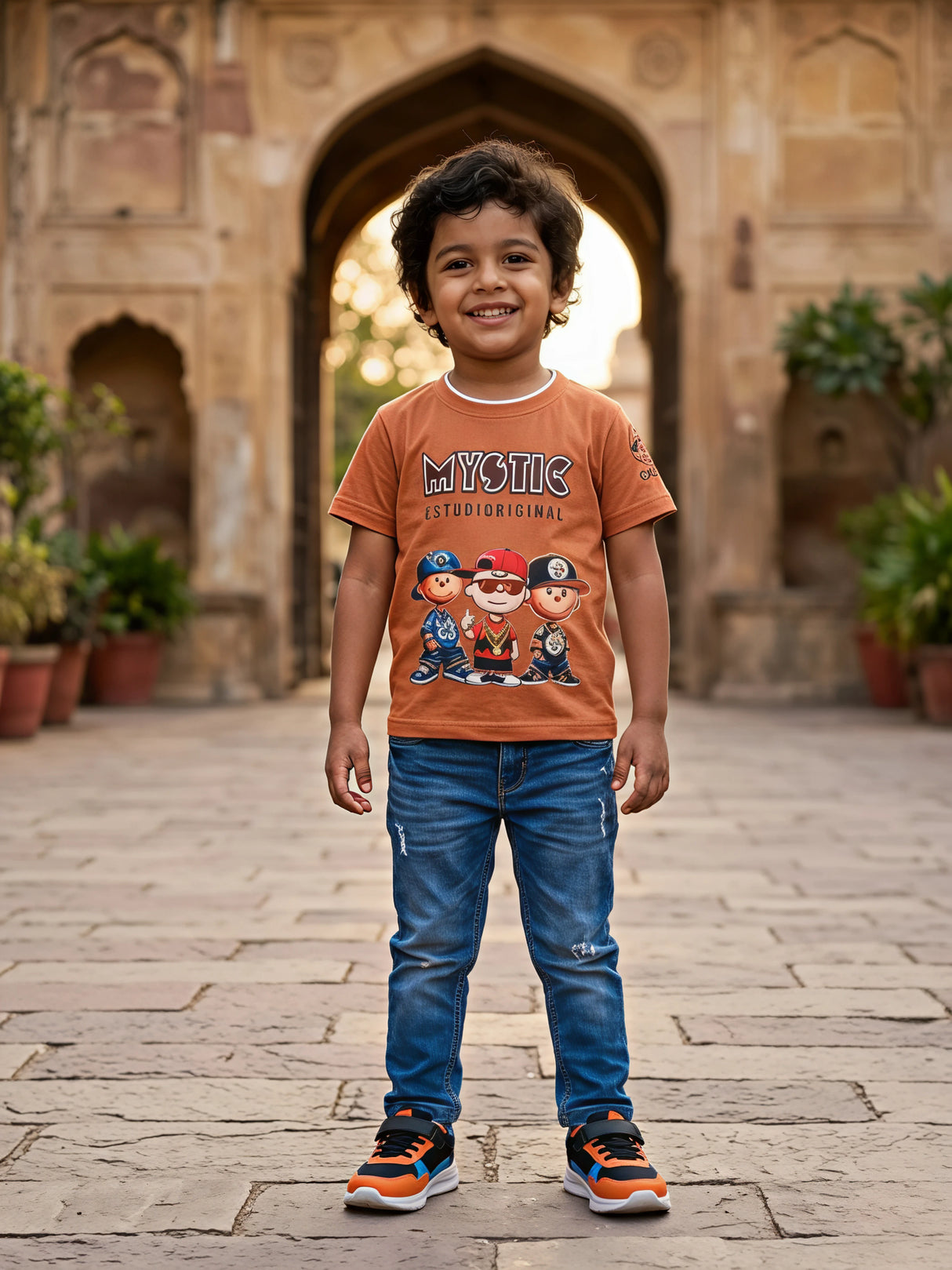 Boys "Mystic Studio" Graphic Print T-Shirt - Earthy Brown