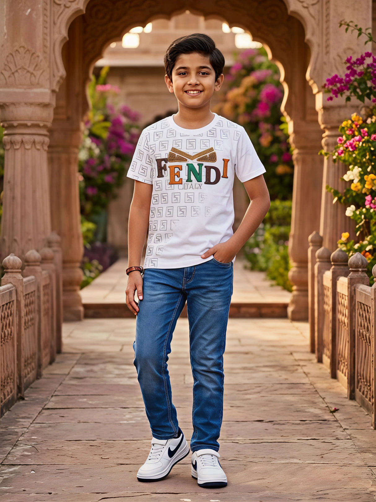 Boys' Designer Style Graphic T-Shirt - Crisp White
