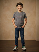 Boys Dark Grey "Engineered" Graphic T-Shirt