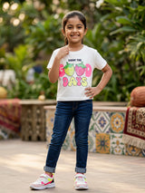 Girls' White "Enjoy The Good Days" Sequin Strawberry Graphic Top
